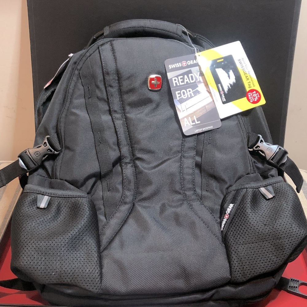 SwissGear Black Laptop Backpack with Red Accents - Picture 2 of 12